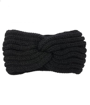 Haarband Winter Twist Knitted Zwart- Gebreide Haarband