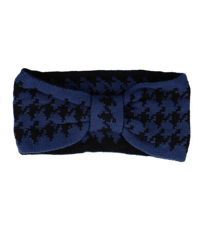 Haarband Winter Knoop Knitted Fantasie Ruit Zwart Blauw