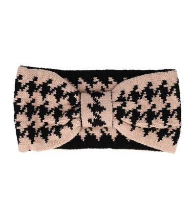 Haarband Winter Knoop Knitted Fantasie Ruit Zwart Roze