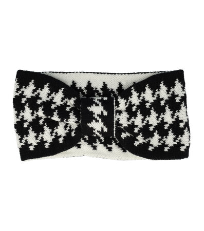 Haarband Winter Knoop Knitted Fantasie Ruit Wit Zwart
