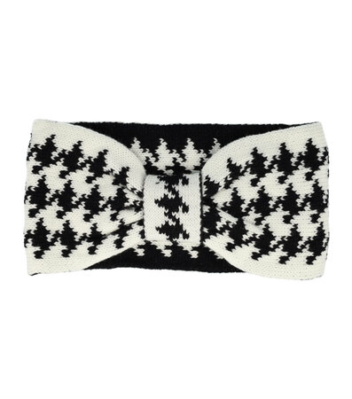 Haarband Winter Knoop Knitted Fantasie Ruit Zwart Wit