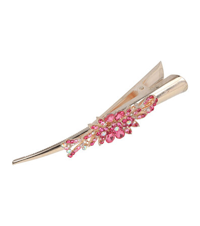 Duckklem Recht Bloemen Vorm Steentjes 13cm Koper Roze