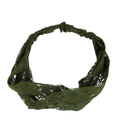 Haarband Kant Patroon Stof Donker Groen