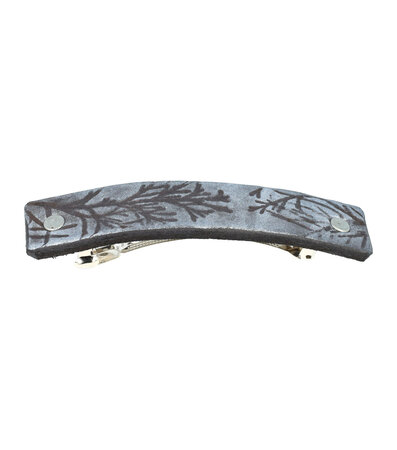 Haarspeld Groot Recht Leder Fantasie Print Takken Zwart Zilver