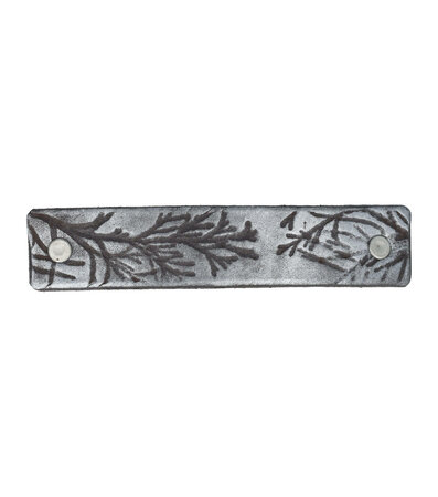 Haarspeld Groot Recht Leder Fantasie Print Takken Zwart Zilver