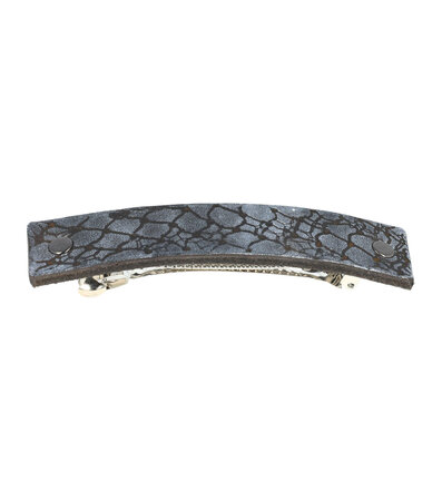 Haarspeld Groot Recht Leder Fantasie Slangen Print Grijs