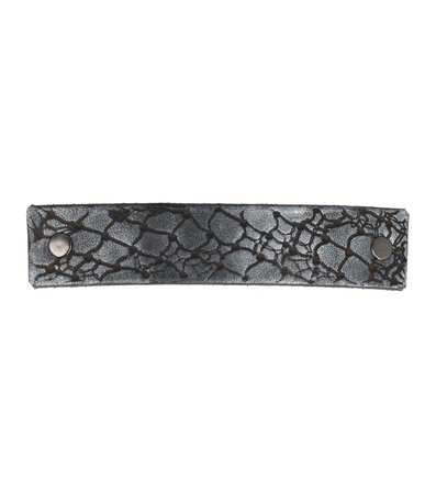 Haarspeld Groot Recht Leder Fantasie Slangen Print Grijs