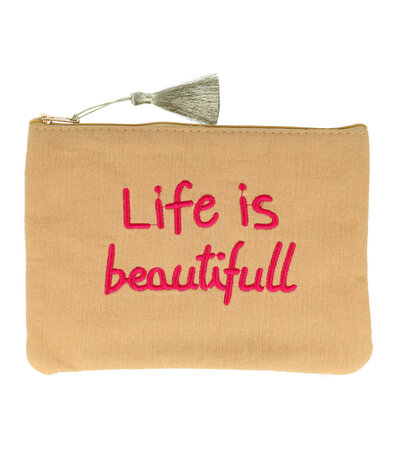 Accessoire Tasje 'Life Is Beautifull' Beige