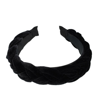 Haarband Diadeem Gevlochten Velvet Stof 4cm Zwart