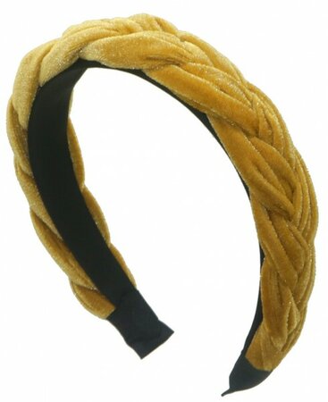 Haarband Diadeem Gevlochten Velvet Stof 4cm Geel