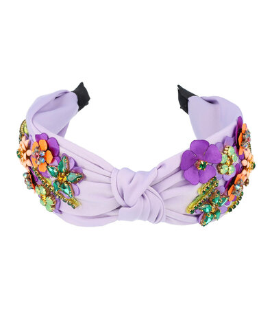 Haarband Diadeem Statement Facet Kralen Bloemen Fantasie 6cm Paars