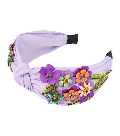 Haarband Diadeem Statement Facet Kralen Bloemen Fantasie 6cm Paars