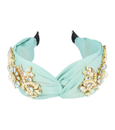 Haarband Diadeem Statement Strass Parel Kralen Bloemen Fantasie 6cm Blauw