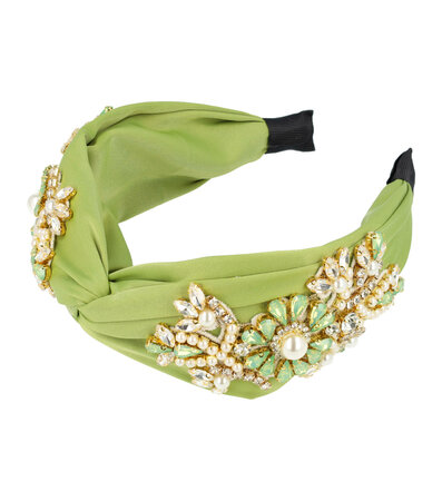 Haarband Diadeem Statement Strass Parel Kralen Bloemen Fantasie 6cm Groen