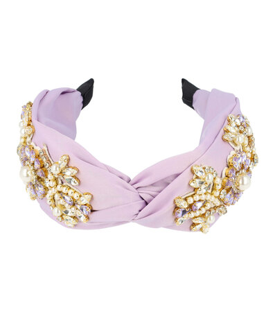 Haarband Diadeem Statement Strass Parel Kralen Bloemen Fantasie 6cm Lila Paars