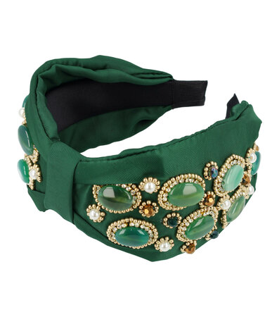 Haarband Diadeem Statement Parel Kralen Stenen 8cm Groen