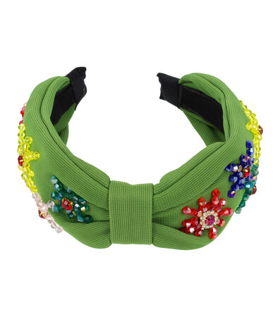 Haarband Diadeem Statement Bloemen Kralen 7cm Color Groen