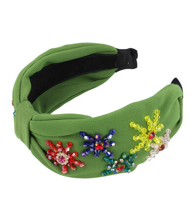 Haarband Diadeem Statement Bloemen Kralen 7cm Color Groen