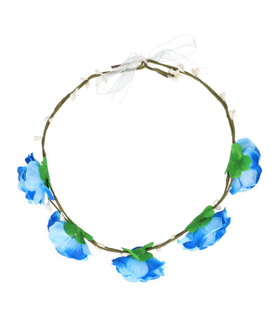 Haarband Kroon Roos Bloemen Metaaldraad Blauw