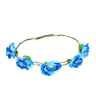 Haarband Kroon Roos Bloemen Metaaldraad Blauw