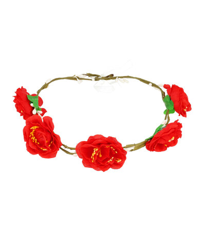 Haarband Kroon Roos Bloemen Metaaldraad Rood