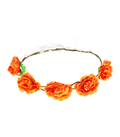 Haarband Kroon Roos Bloemen Metaaldraad Oranje