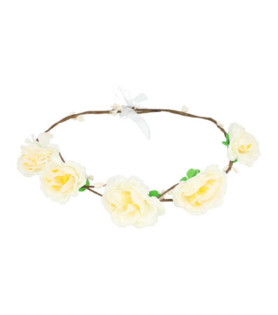 Haarband Kroon Roos Bloemen Metaaldraad Wit