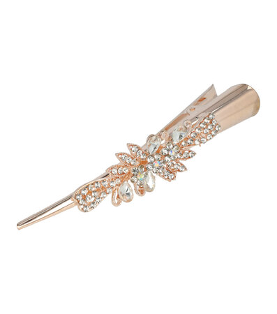 Duckklem Bloemen Fantasie Steentjes 13cm Transparant Zilver