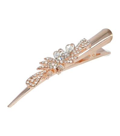 Duckklem Bloemen Fantasie Steentjes 13cm Transparant Zilver