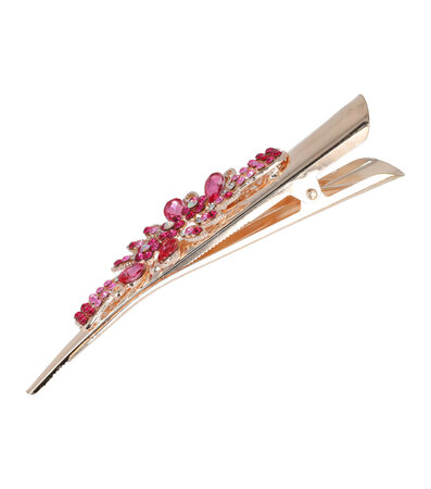 Duckklem Bloemen Fantasie Steentjes 13cm Transparant Roze