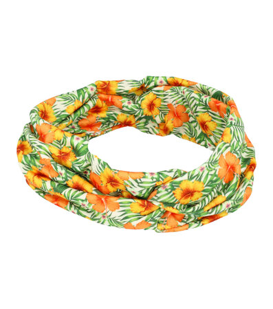 Haarband Knoop Bloemen Planten Print 11cm Groen Geel