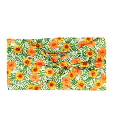 Haarband Knoop Bloemen Planten Print 11cm Groen Geel