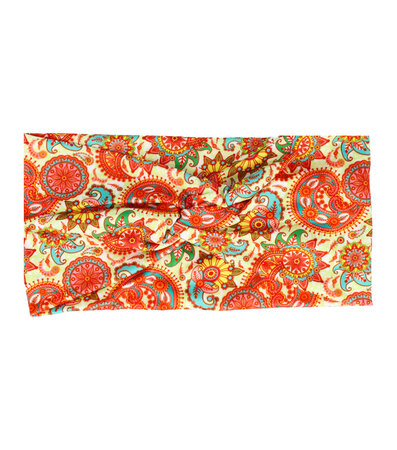 Haarband Knoop Paisley Bloemen Print 11cm Color Oranje