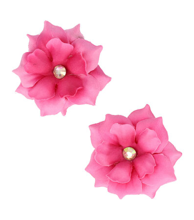 Haarspeld Duckklem Bloem 6cm Strass Roze