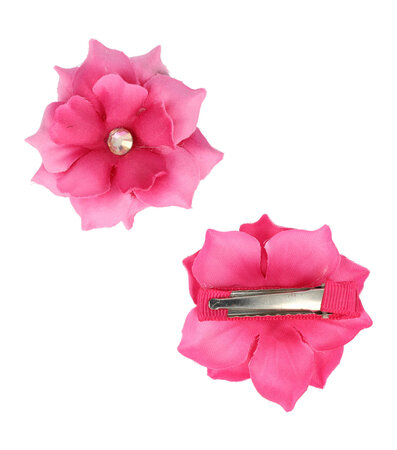 Haarspeld Duckklem Bloem 6cm Strass Roze