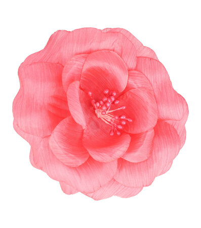 Haarspeld Duckklem Elastiek Broche Bloem Stof 10cm Roze