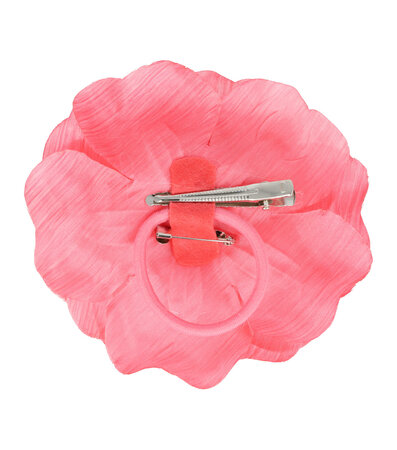 Haarspeld Duckklem Elastiek Broche Bloem Stof 10cm Roze