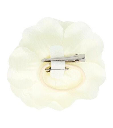 Haarspeld Duckklem Elastiek Broche Bloem Stof 10cm Creme