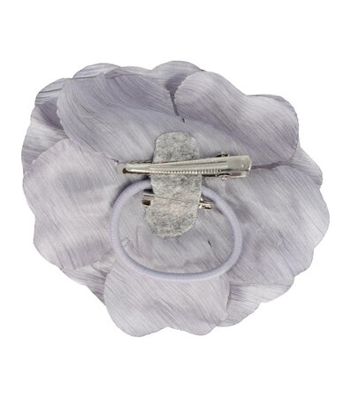 Haarspeld Duckklem Elastiek Broche Bloem Stof 10cm Grijs