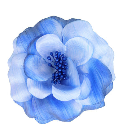 Haarspeld Duckklem Elastiek Broche Bloem Stof 10cm Blauw
