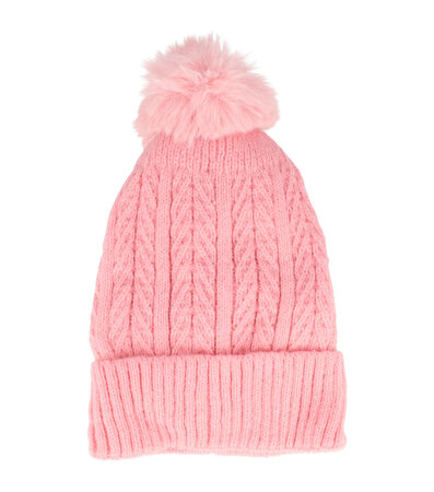 Beanie Muts Knitted Extra Warm Roze