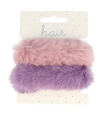 Scrunchie Haarelastiek Furry Duo Paars