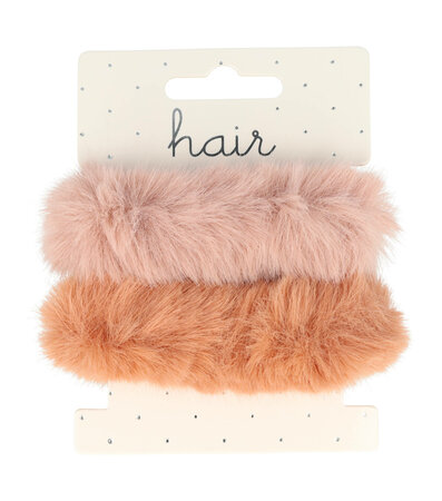 Scrunchie Haarelastiek Furry Duo Roze