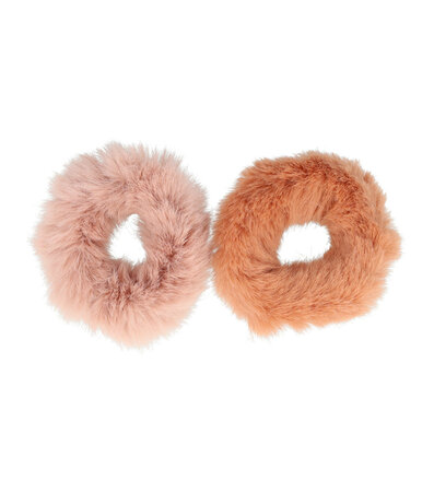Scrunchie Haarelastiek Furry Duo Roze