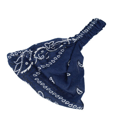 Haarband 3-in-1 Paisley Print Stof Donker Blauw
