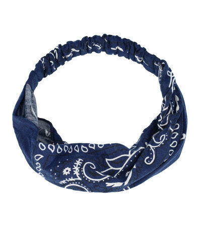 Haarband 3-in-1 Paisley Print Stof Donker Blauw