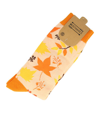 Sokken Leaves Print Oranje Maat 38-45