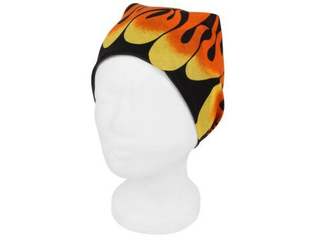 Haarband Bandana Zakdoek Vlammen Print Geel Zwart Oranje