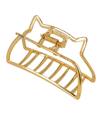 Haarspeld Klem Kat Vorm Metaal 7cm Goud