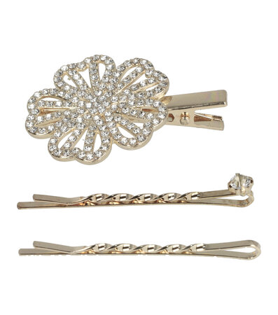 Duckklem Bloem Ornament Strass Steentjes 5cm Zilver